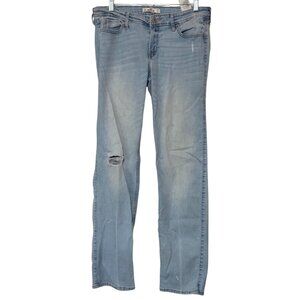 Hollister Co. Light Denim Wash Mid-Rise Distressed Jeans Size 11R 30Wx32L (READ)